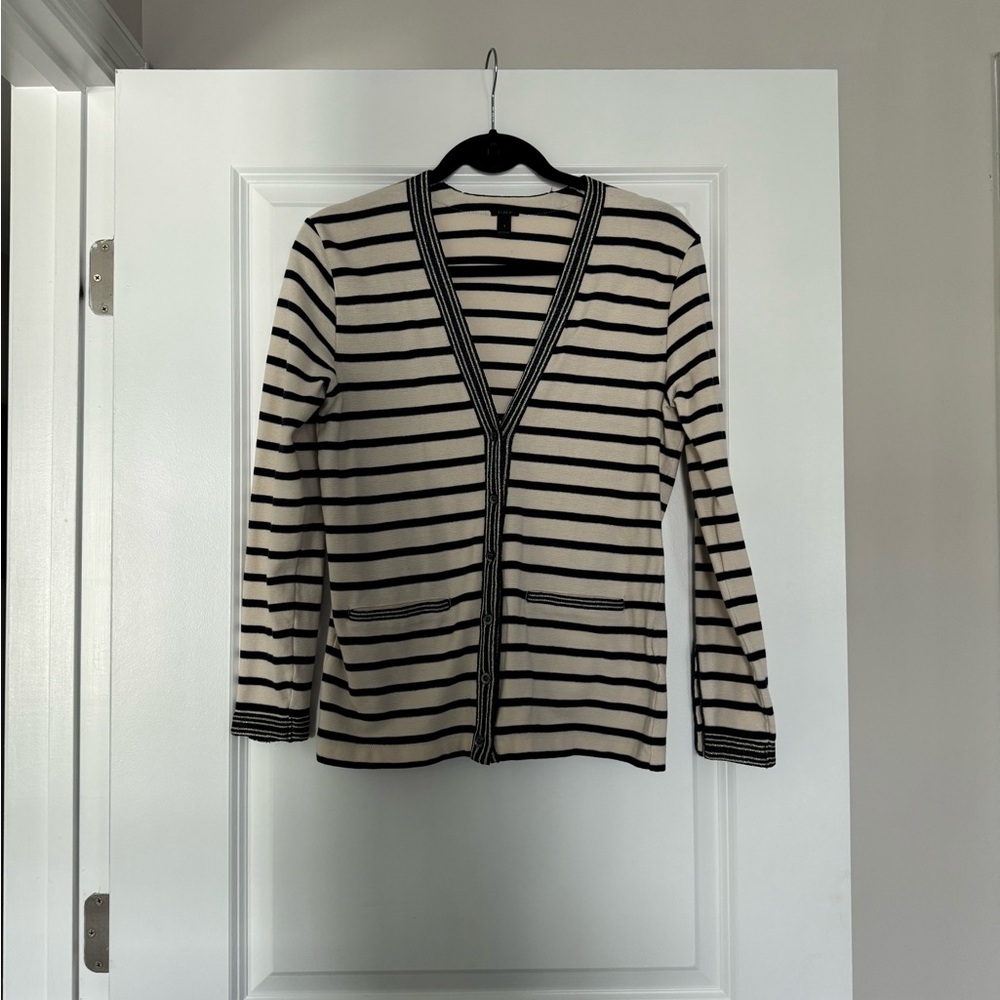 J. Crew Navy and Cream Striped Cardigan and Shell Set - Picture 6 of 7